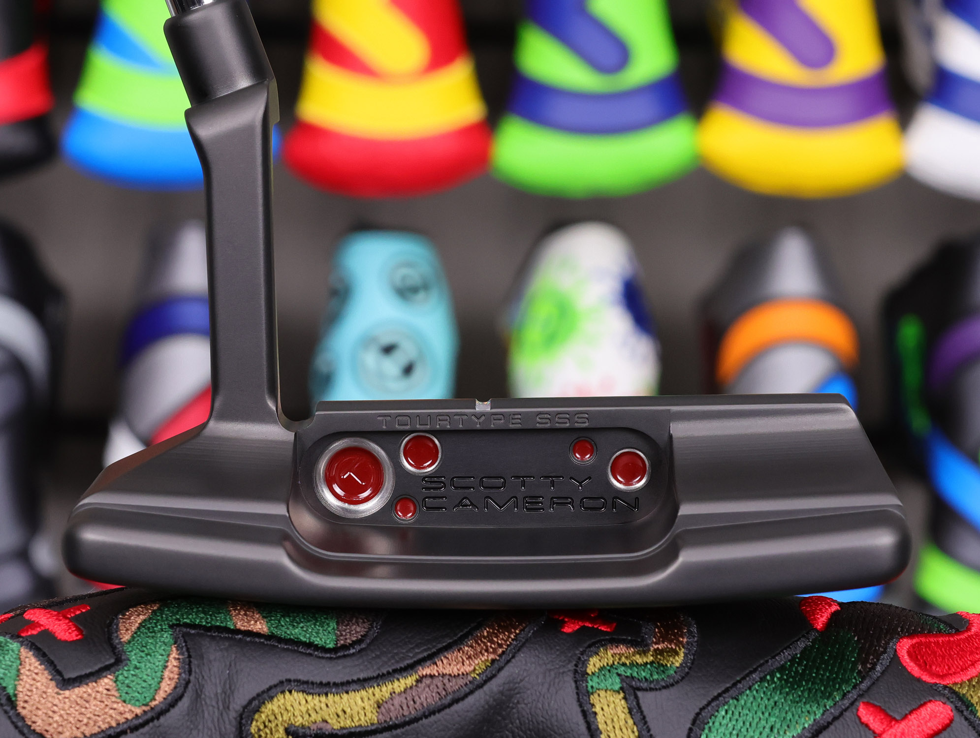 scotty cameron tour only black sss squareback sb2 tourtype circle t 360g putter with top line and merlot paint fill golf club