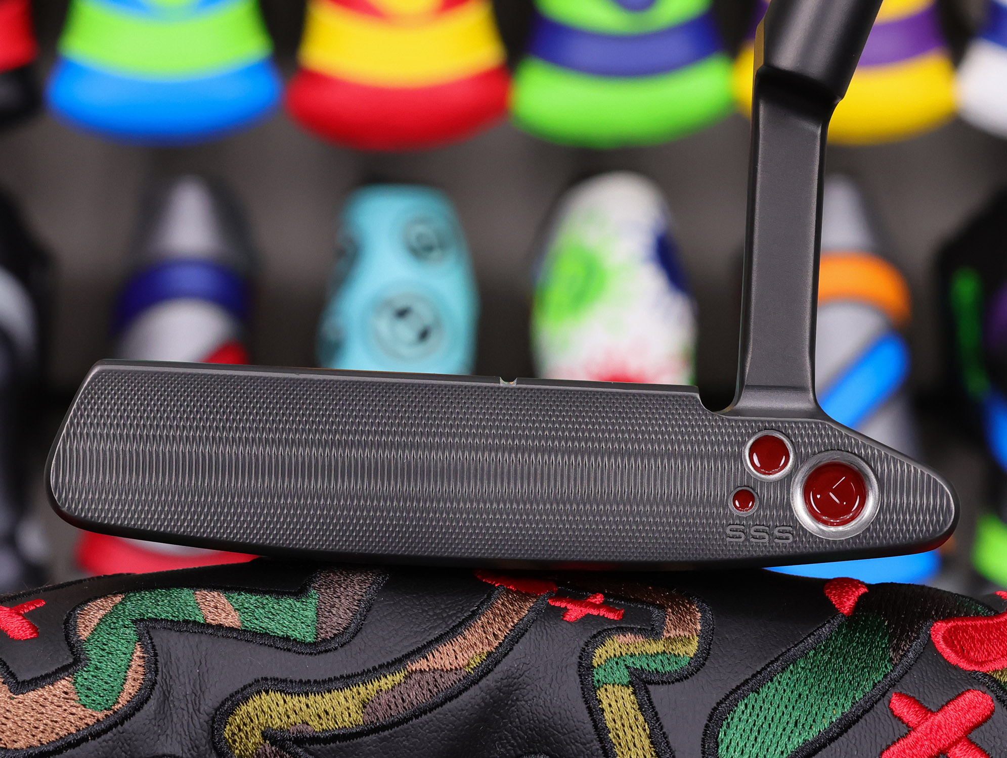 scotty cameron tour only black sss squareback sb2 tourtype circle t 360g putter with top line and merlot paint fill golf club
