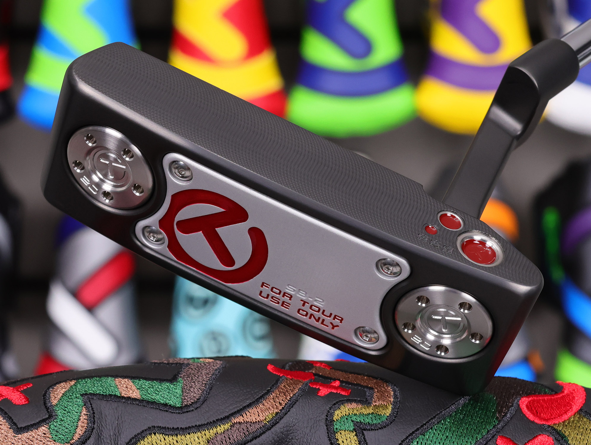 scotty cameron tour only black sss squareback sb2 tourtype circle t 360g putter with top line and merlot paint fill golf club