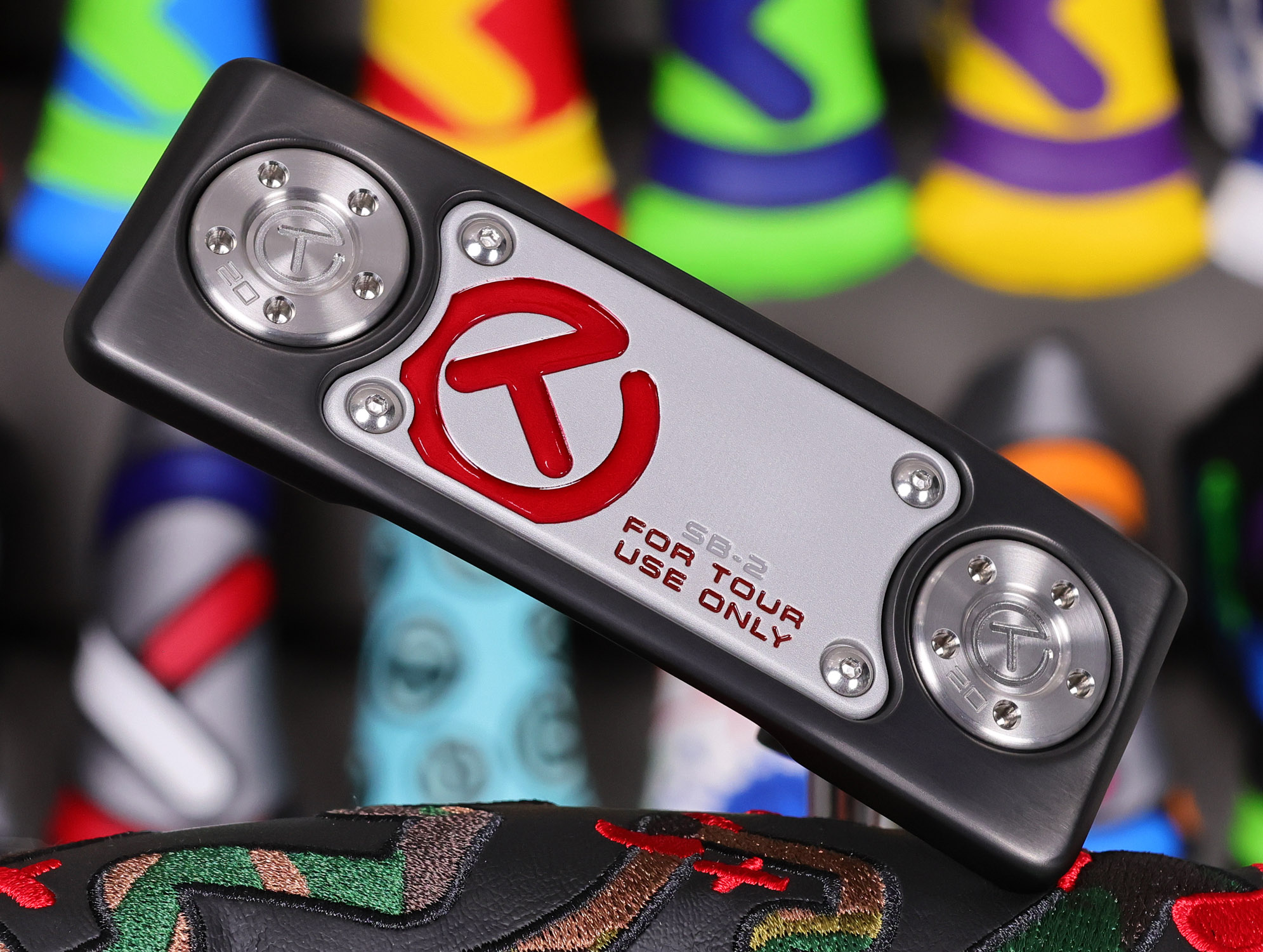 scotty cameron tour only black sss squareback sb2 tourtype circle t 360g putter with top line and merlot paint fill golf club