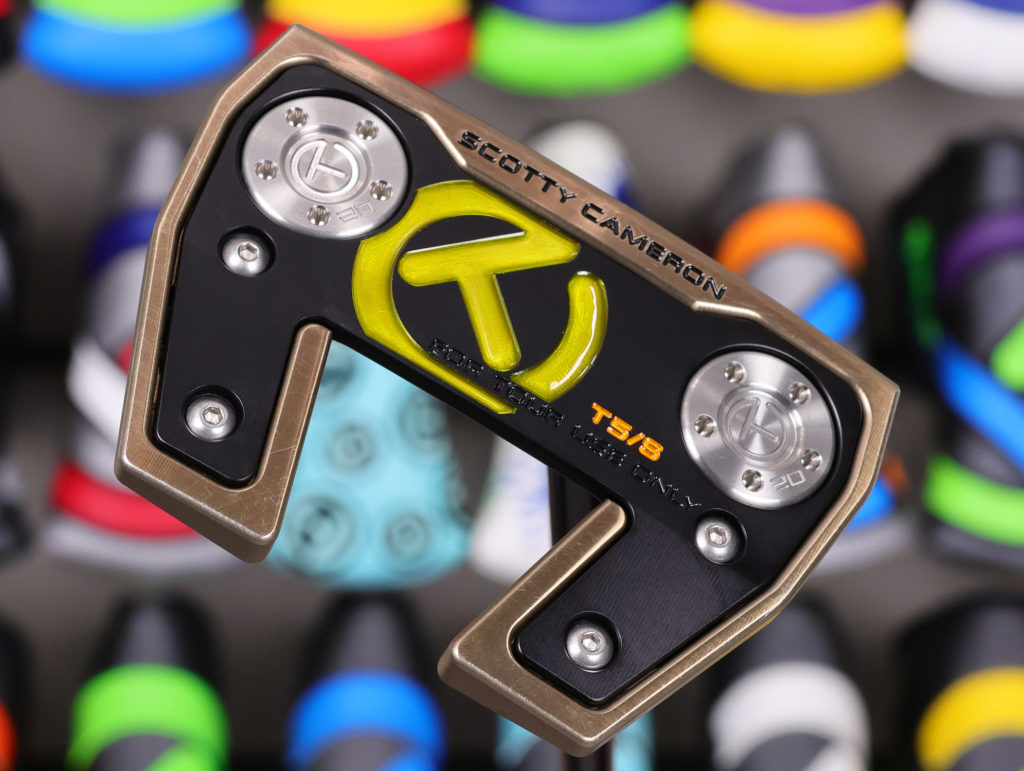 scotty cameron tour only chromatic bronze sss phantom x t5s centershaft circle t 360g putter with dual flange lines and black shaft golf club