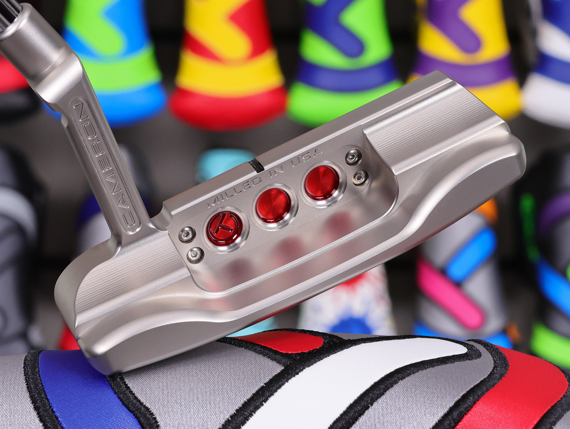 scotty cameron tour only newport plus studio style circle t putter with top line and carbon steel chain link milled insert golf club